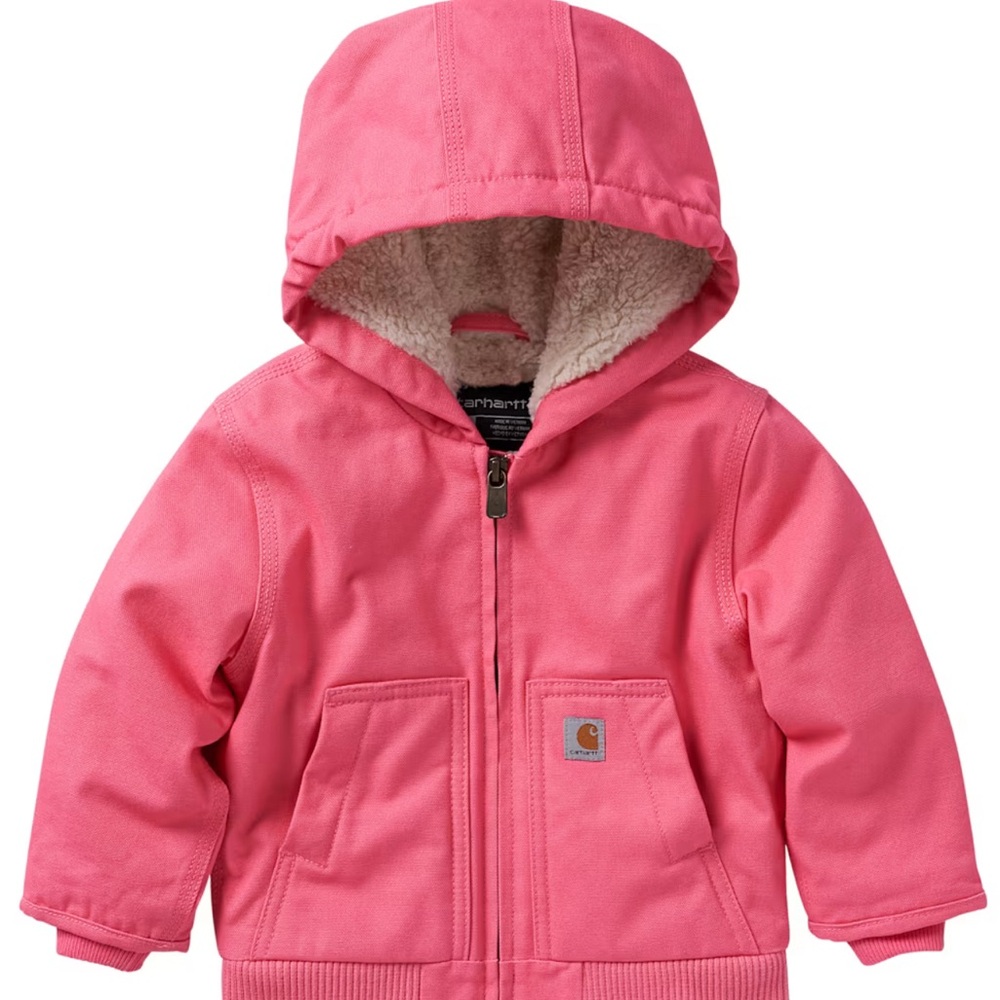 LIKE NEW- Carhartt Pink Hooded Jacket 6 months